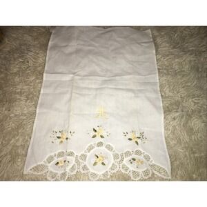 Fatima Rendas Handmade Tea Towel Monogrammed "MS" New‎